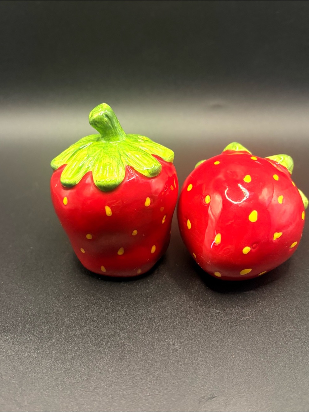1970’s Ceramic Strawberry Salt & Pepper Shaker Set Cottagecore Kitchen Decor